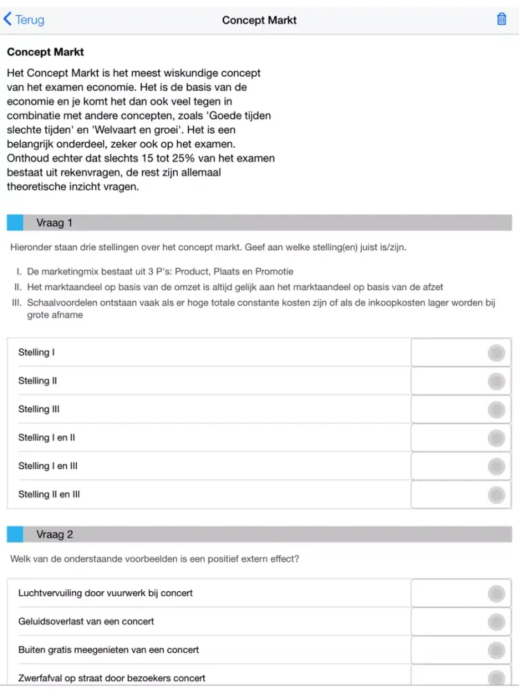 Examentraining VWO Economie iPad 应用截图