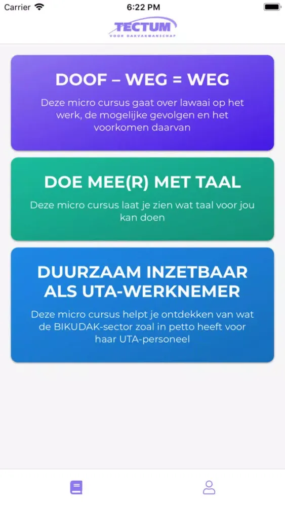 Screenshot di TECTUM Microlearning