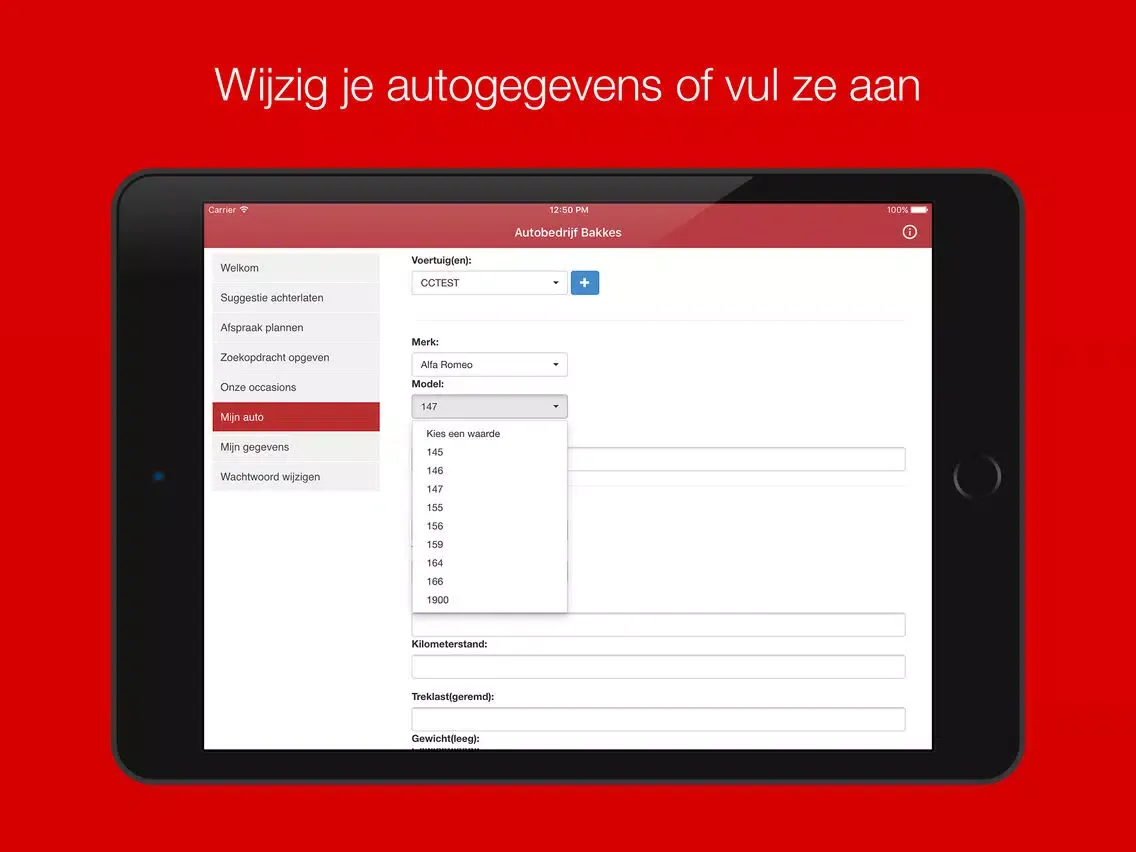 Tangkapan layar Autobedrijf Bakkes iPad 