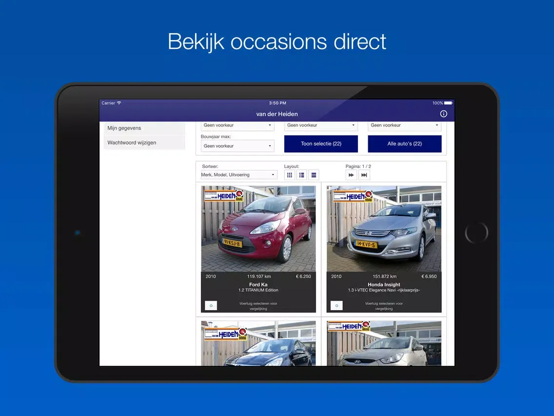 Autobedrijf van der Heiden iPad  Screenshots
