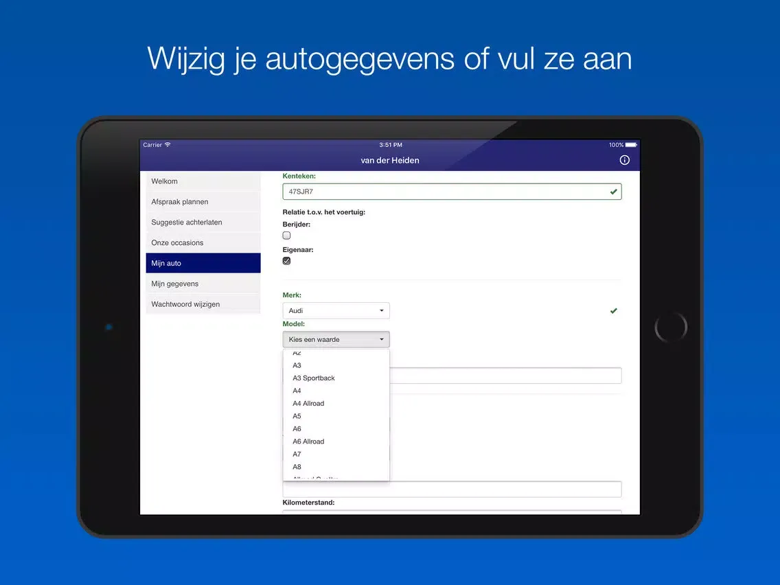 Autobedrijf van der Heiden iPad  Screenshots