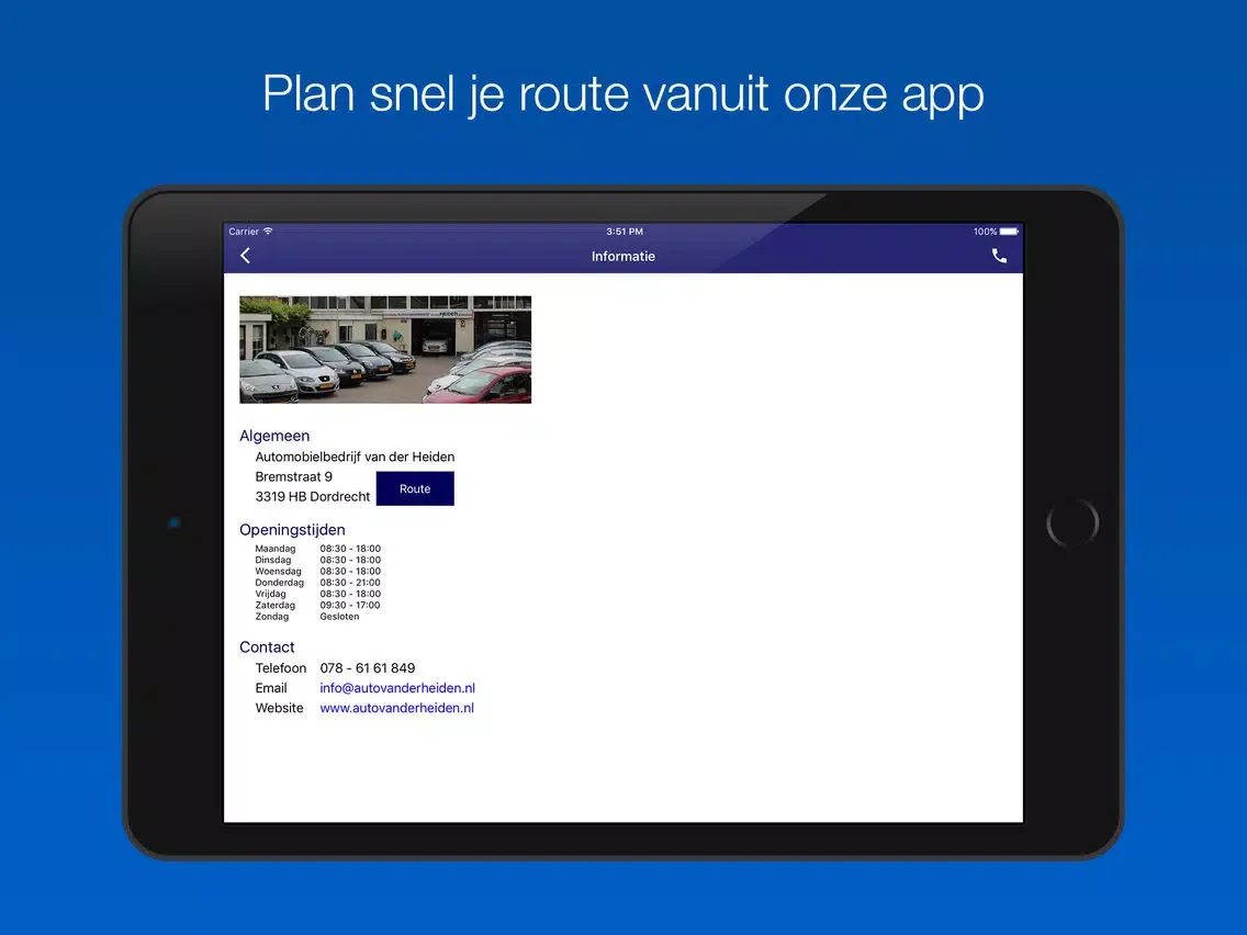Autobedrijf van der Heiden iPad  Screenshots