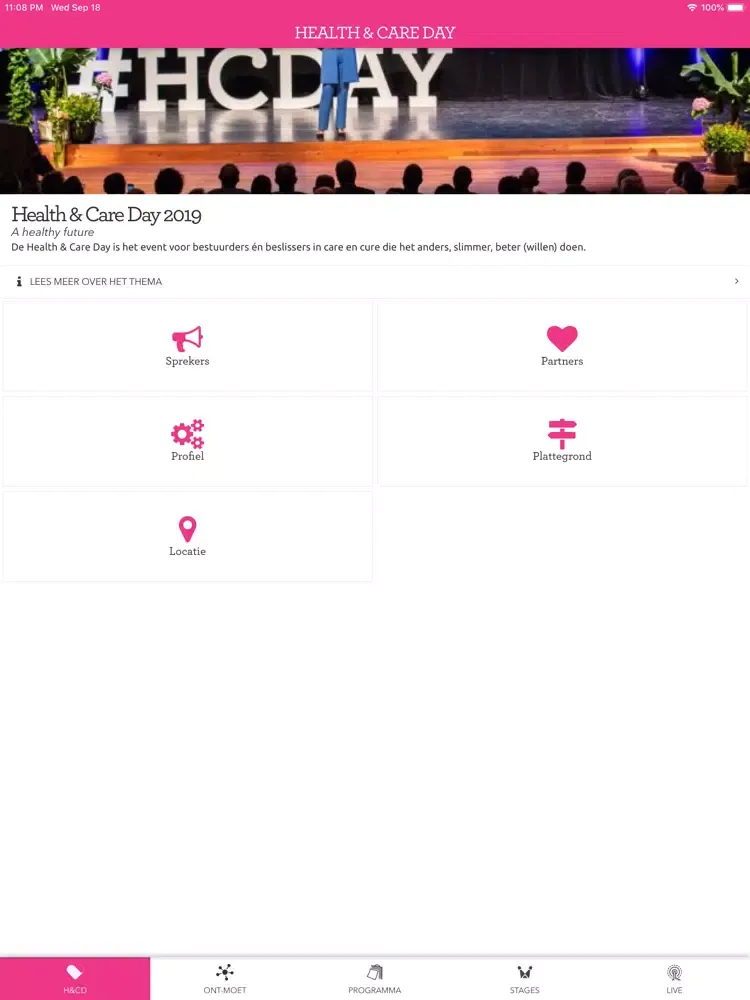 Tangkapan layar Health & Care Day 2019 iPad 