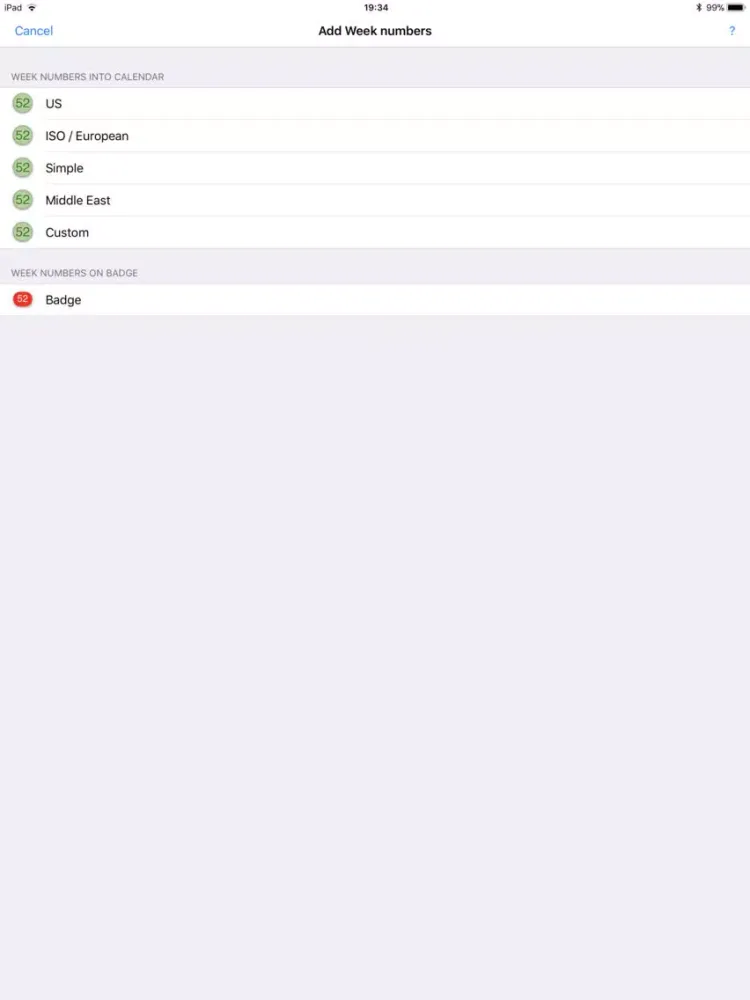 ภาพหน้าจอของ Week Numbers - LITE iPad 