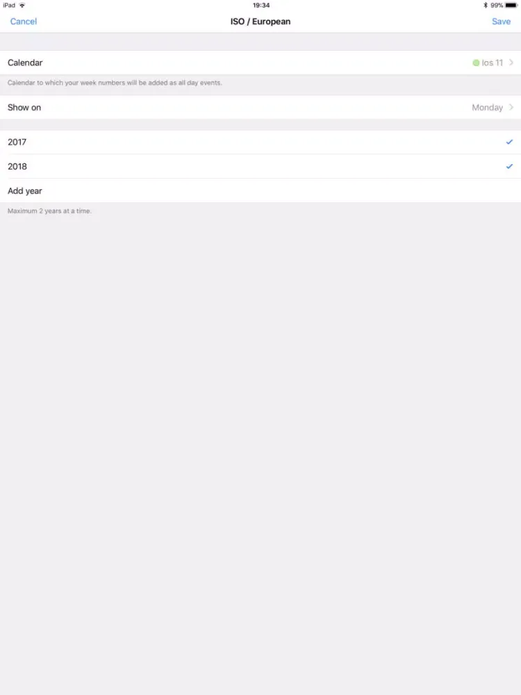 ภาพหน้าจอของ Week Numbers - LITE iPad 