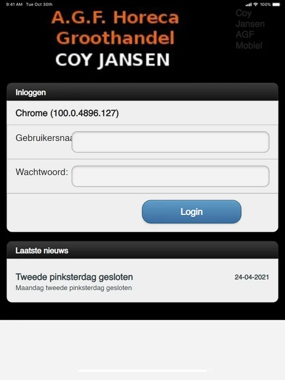 Zrzuty ekranu AGF Groothandel Coy Jansen iPad 