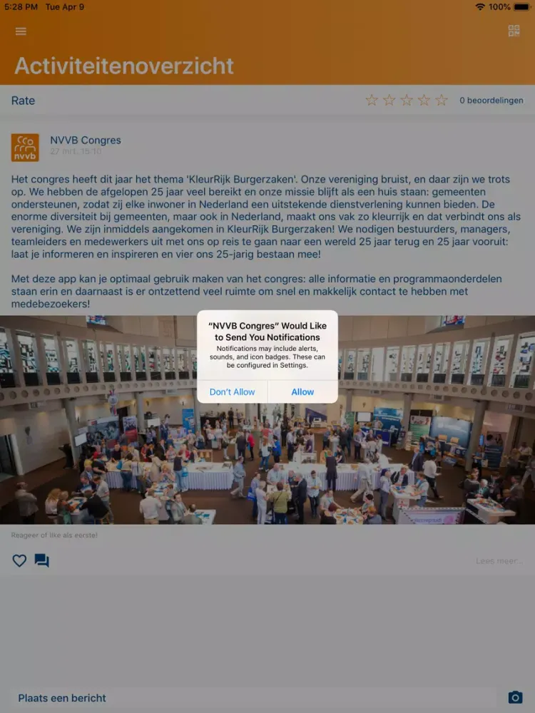 Tangkapan layar NVVB Congres 2019 iPad 