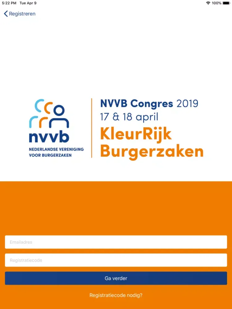 Tangkapan layar NVVB Congres 2019 iPad 
