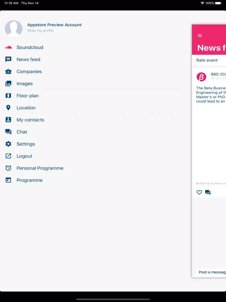 Capturas de tela do Beta Business Days iPad 