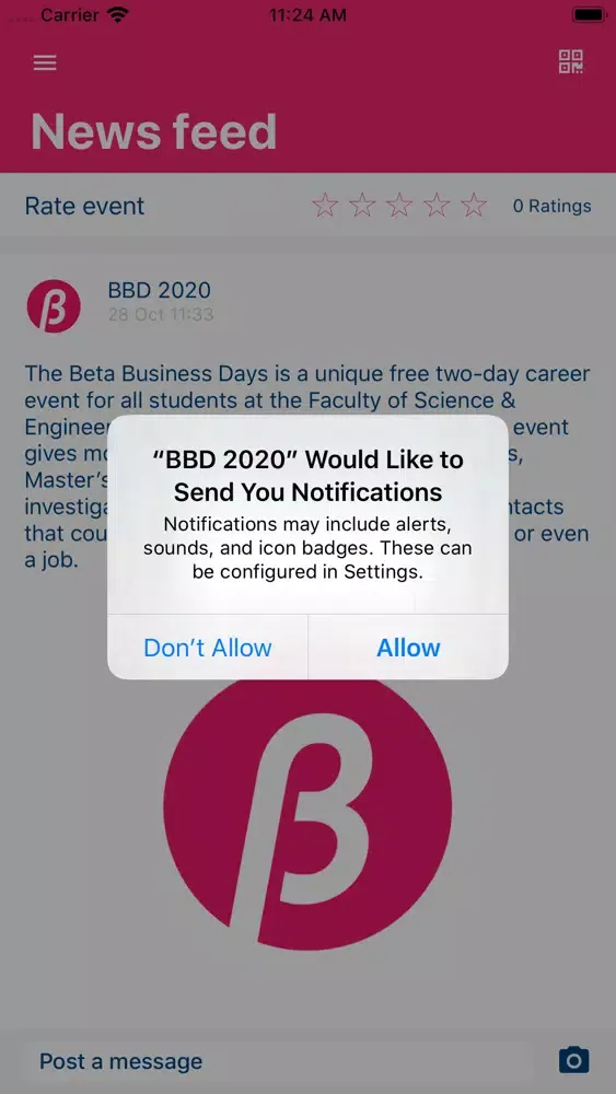 Capturas de tela do Beta Business Days
