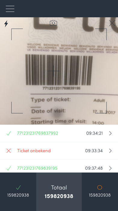 Ảnh chụp màn hình của Global Ticket Scan App