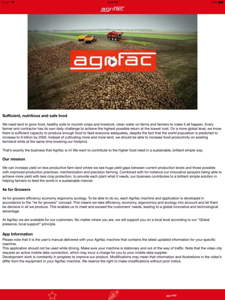 Tangkapan layar Agrifac Visual guide iPad 