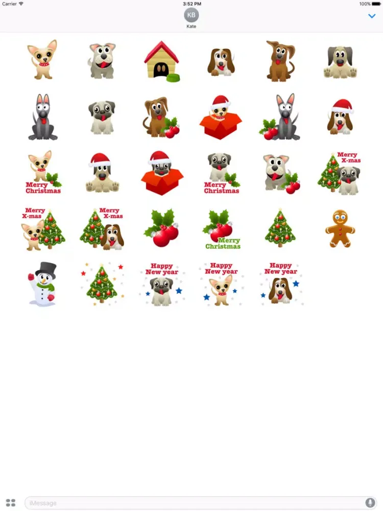 Скриншоты Dog Christmas stickers iPad 