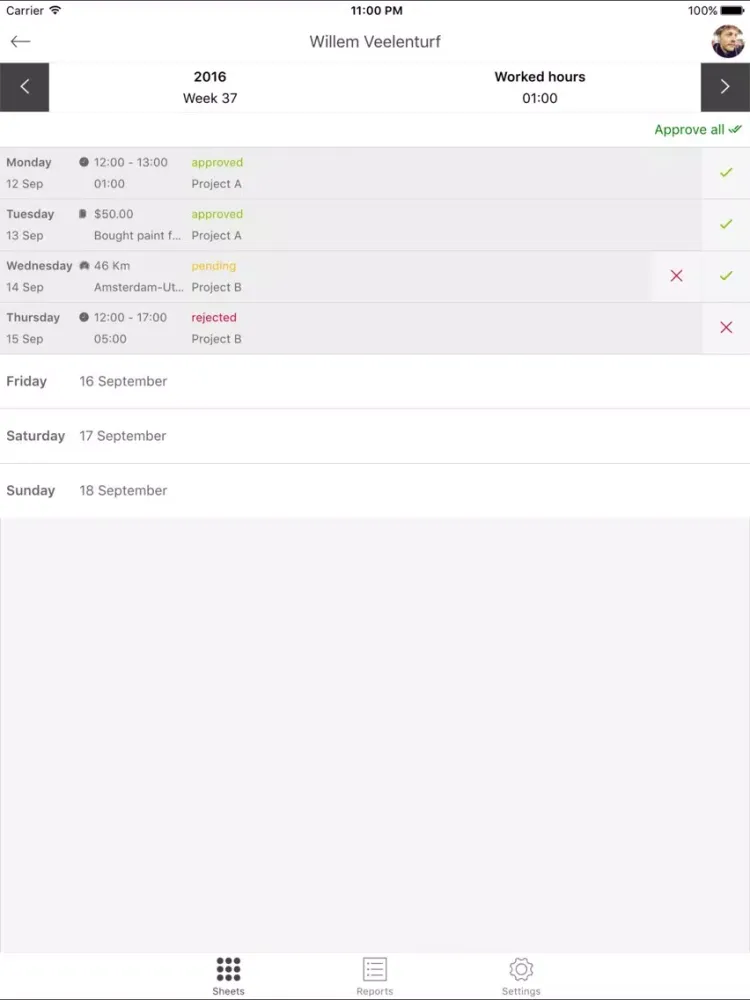 Zrzuty ekranu Hours - Timesheet Sharing iPad 