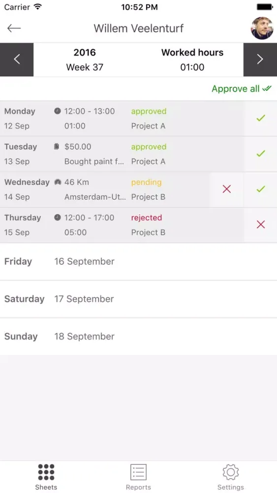 Zrzuty ekranu Hours - Timesheet Sharing