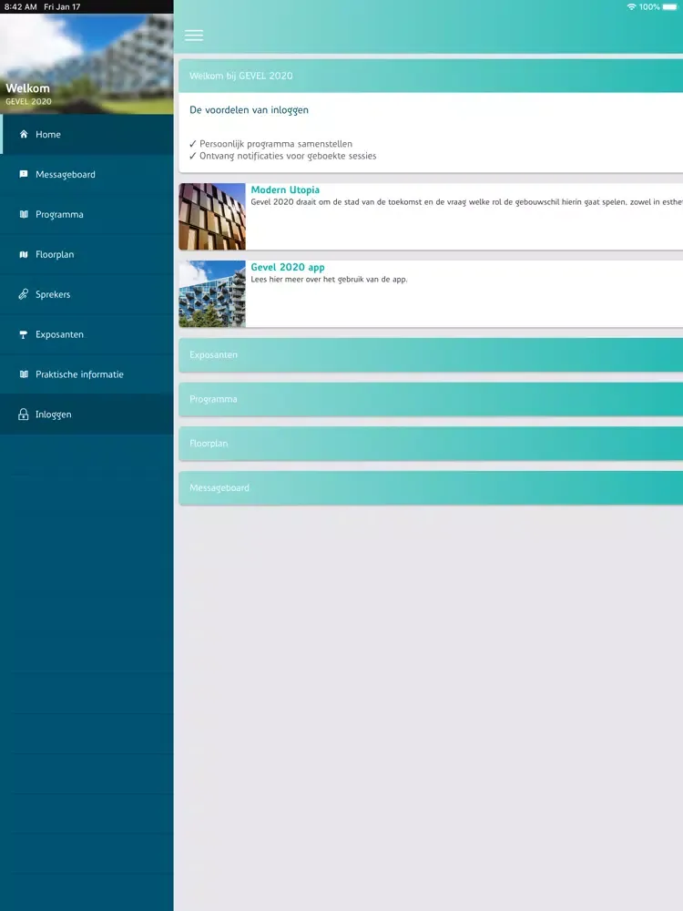 Capturas de tela do GEVEL 2020 iPad 