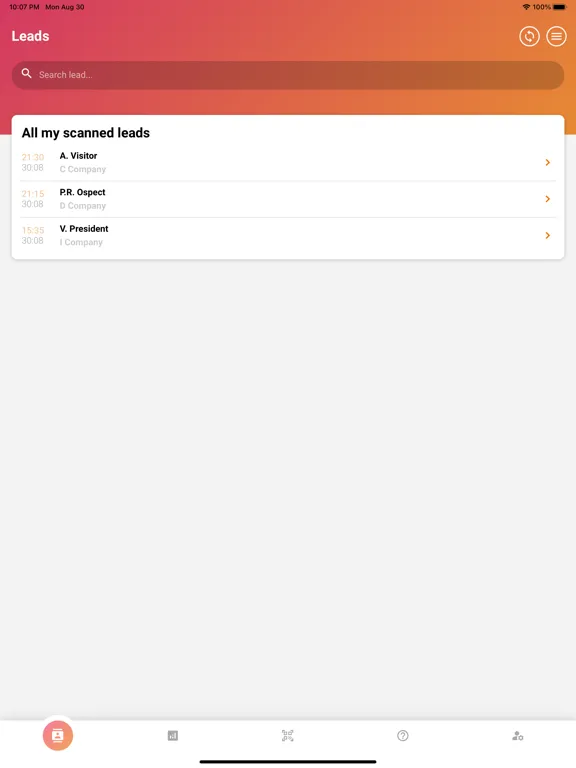 Capturas de pantalla de Intercambio Leadscan iPad 