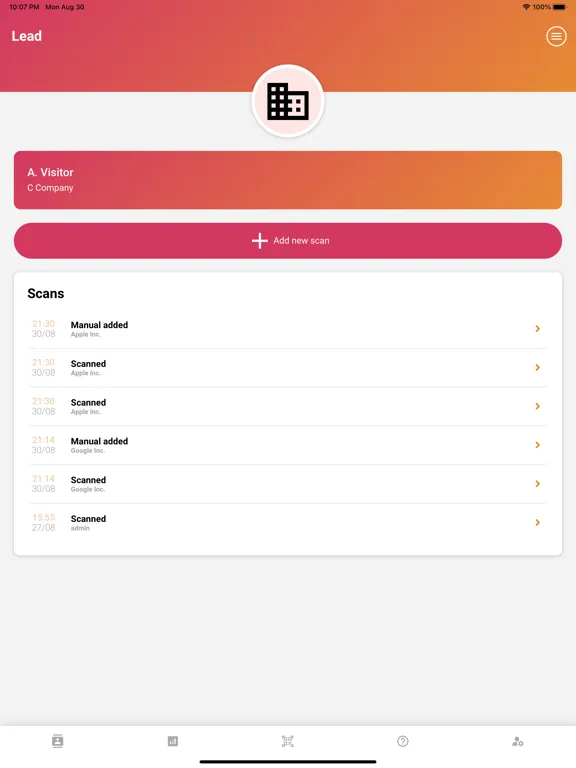 Capturas de pantalla de Intercambio Leadscan iPad 