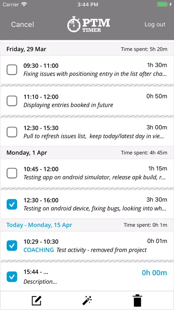 Tangkapan layar PTM Timer