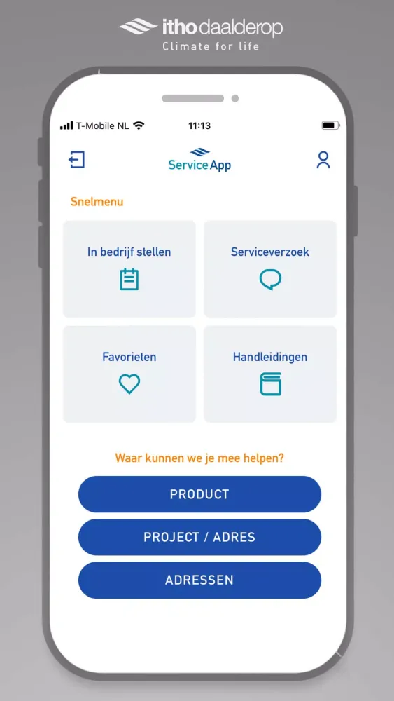 Zrzuty ekranu App de service Itho Daalderop
