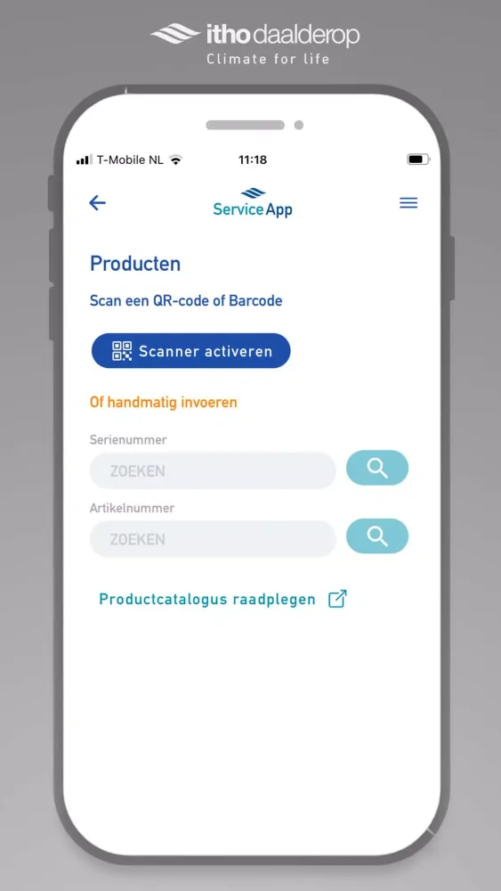 Zrzuty ekranu App de service Itho Daalderop