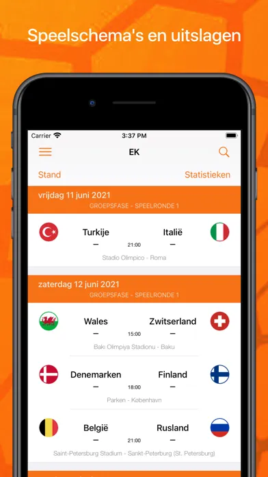 Tangkapan layar Oranje - alle wedstrijden