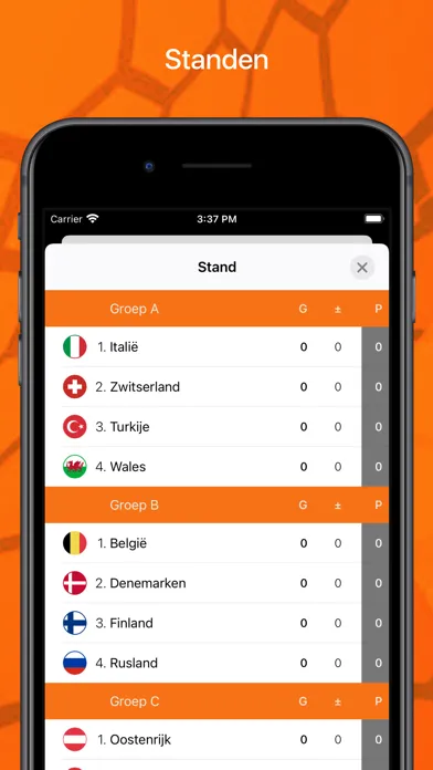 Tangkapan layar Oranje - alle wedstrijden