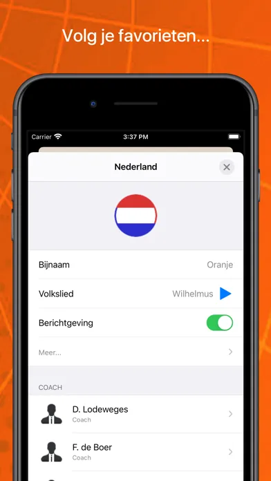 Tangkapan layar Oranje - alle wedstrijden