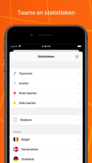 Tangkapan layar Oranje - alle wedstrijden