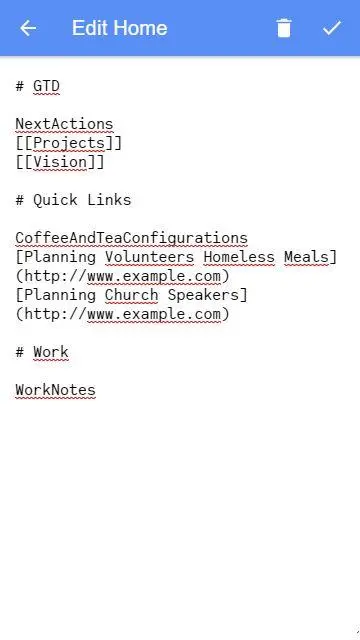 Screenshot di Personal Wiki