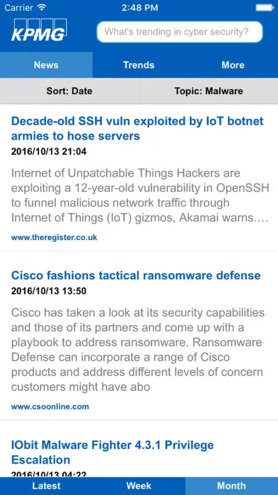 Tangkapan skrin Cyber News and Trends