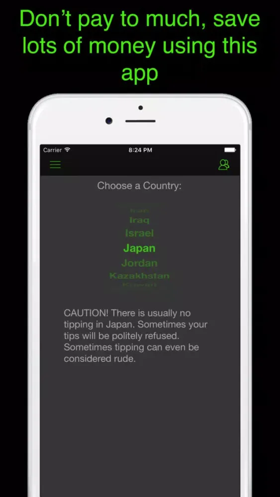 Zrzuty ekranu Asia Tip Calculator - for all Asian countries
