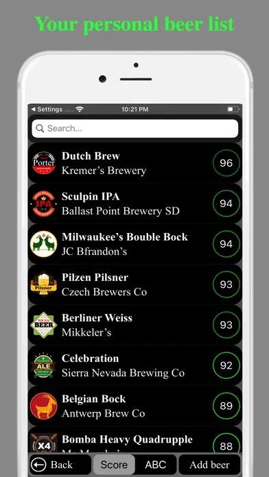 Beerista, the beer tasting app Screenshots
