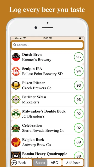 Beerista, the beer tasting app Screenshots