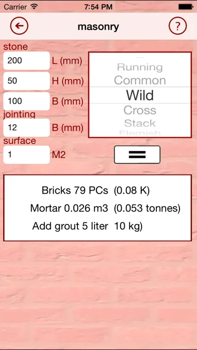 Tangkapan skrin Calculate and Build - From masonry to carpentry