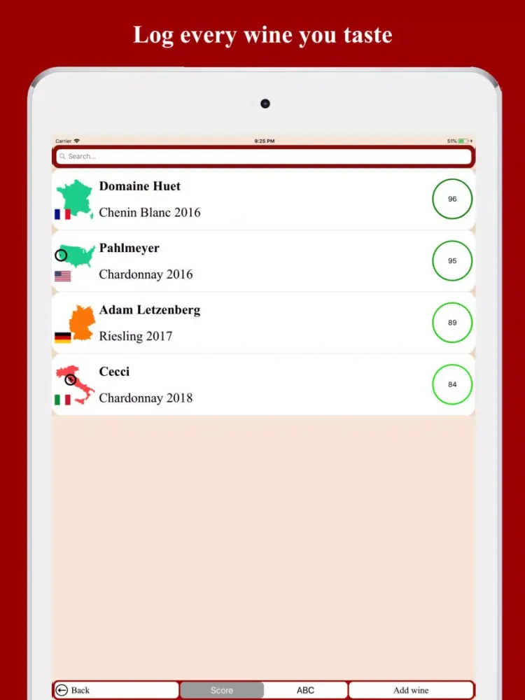 Red Wine Rating iPad 應用截圖