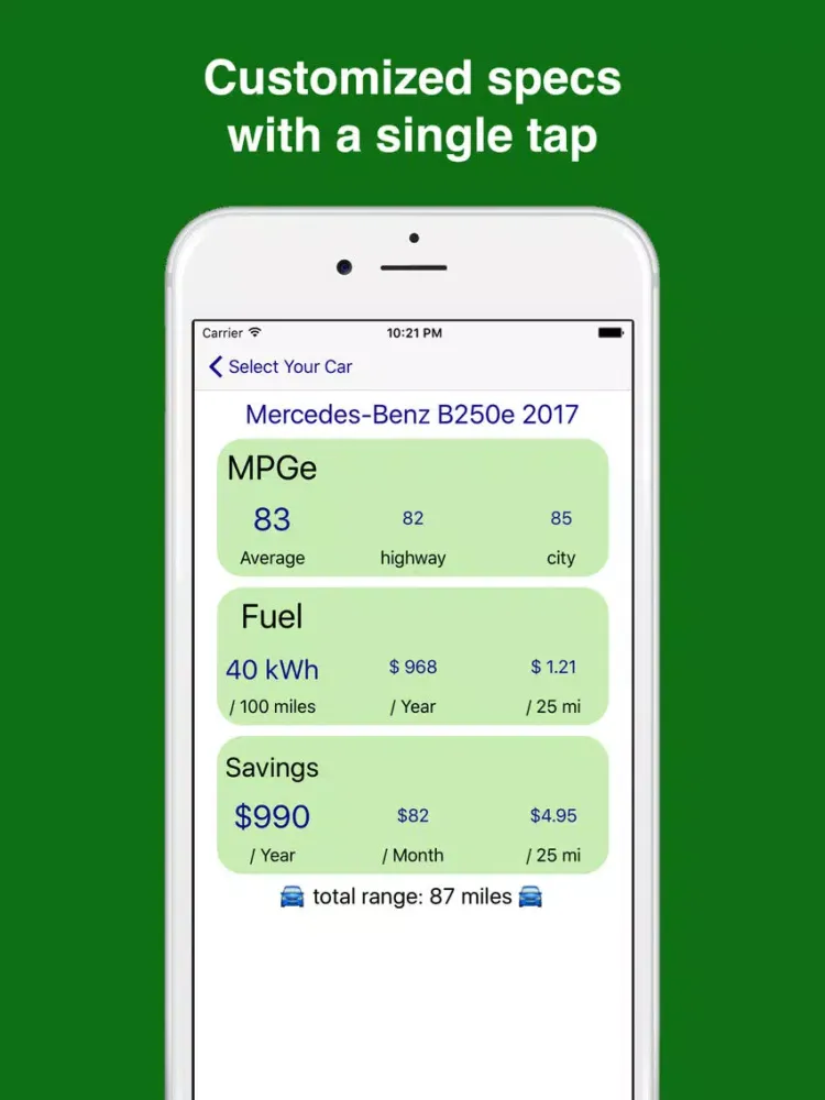 Compare Electric Cars iPad 應用截圖
