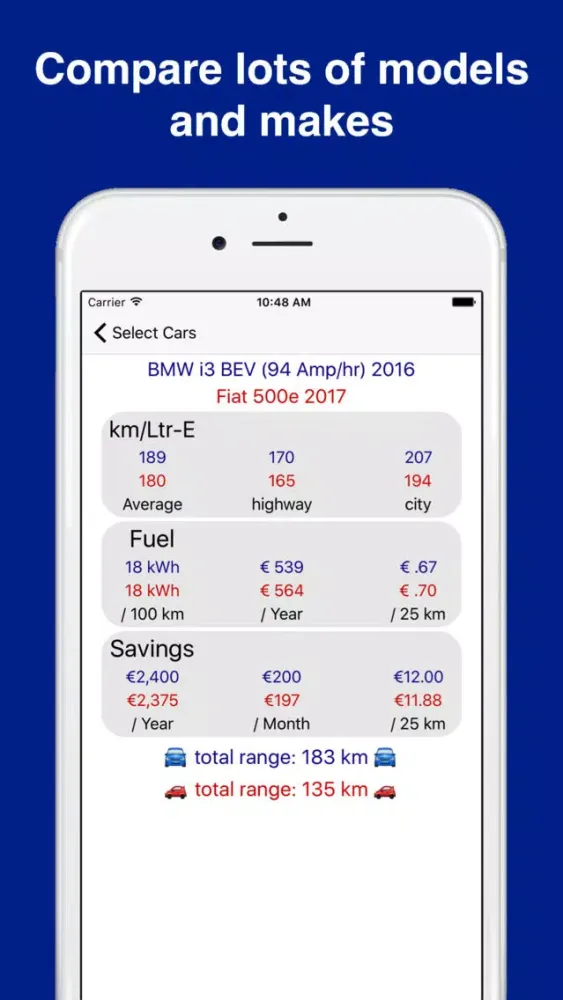 Screenshot di Compare Electric Cars In Europe