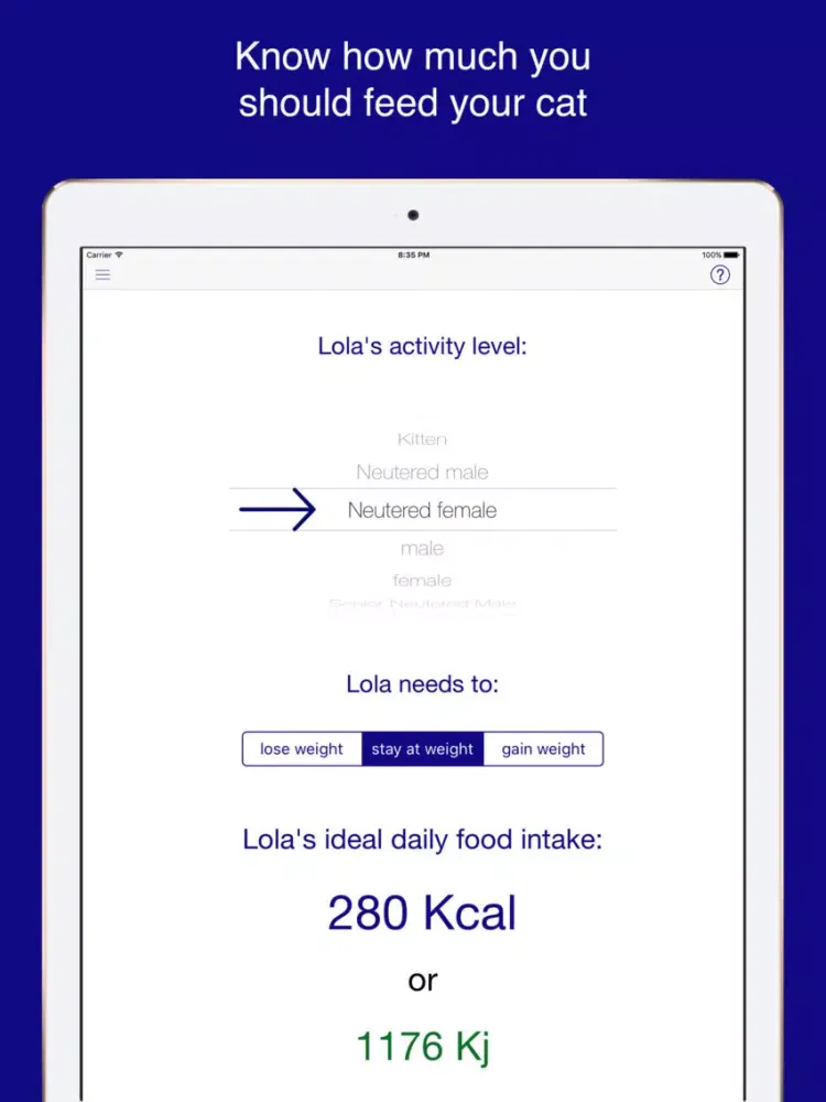 Скриншоты Fit Cat, the feline BMI and feeding tool iPad 