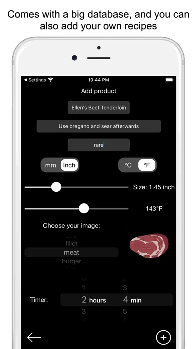 Capturas de tela do Sous Vide Timing Ruler
