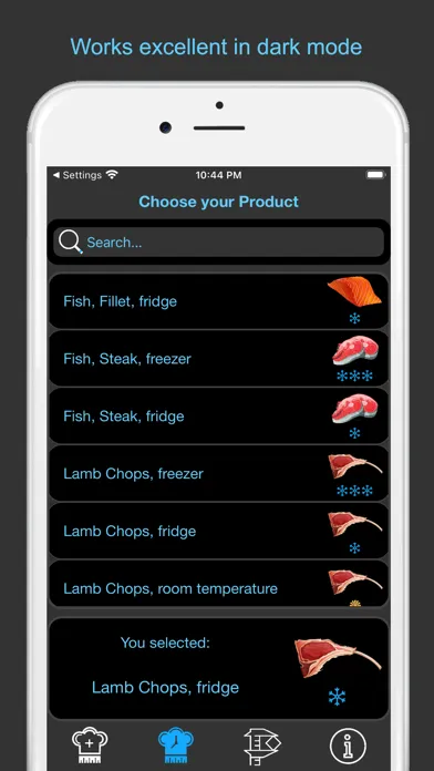 Capturas de tela do Sous Vide Timing Ruler