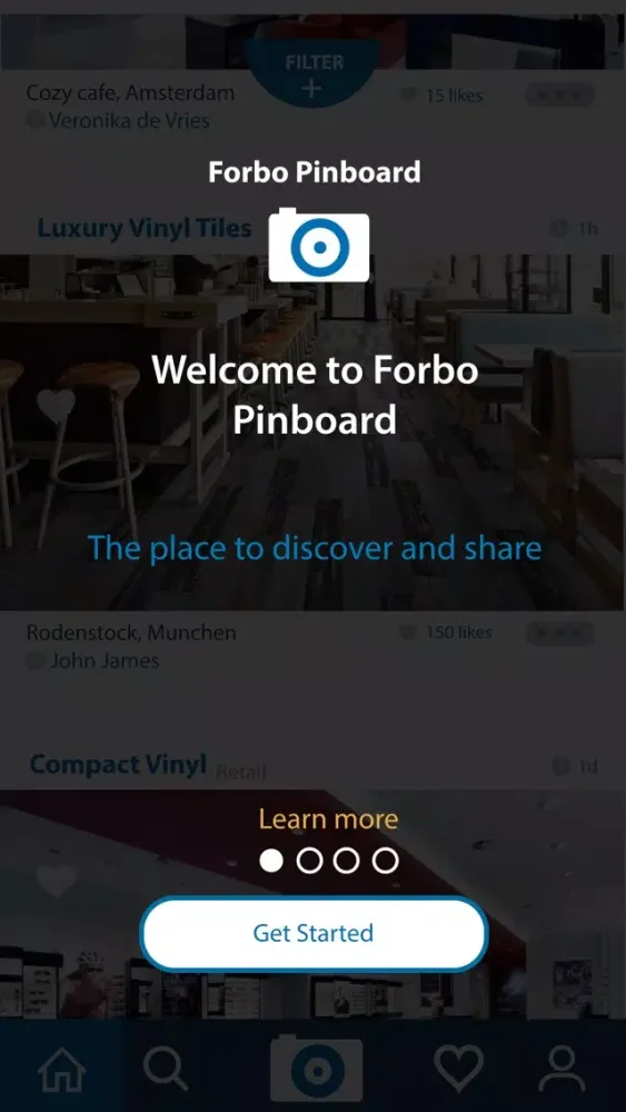Tangkapan skrin Forbo Pinboard