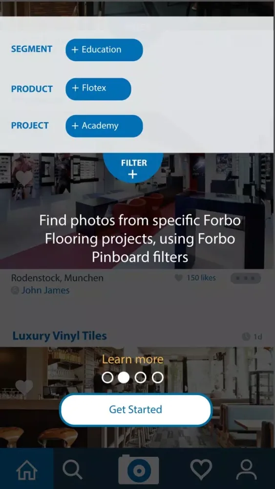 Tangkapan skrin Forbo Pinboard