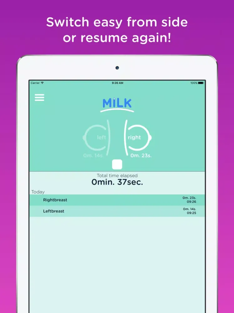 BabyMilk - a journal for breastfeeding iPad  স্ক্রিনশট