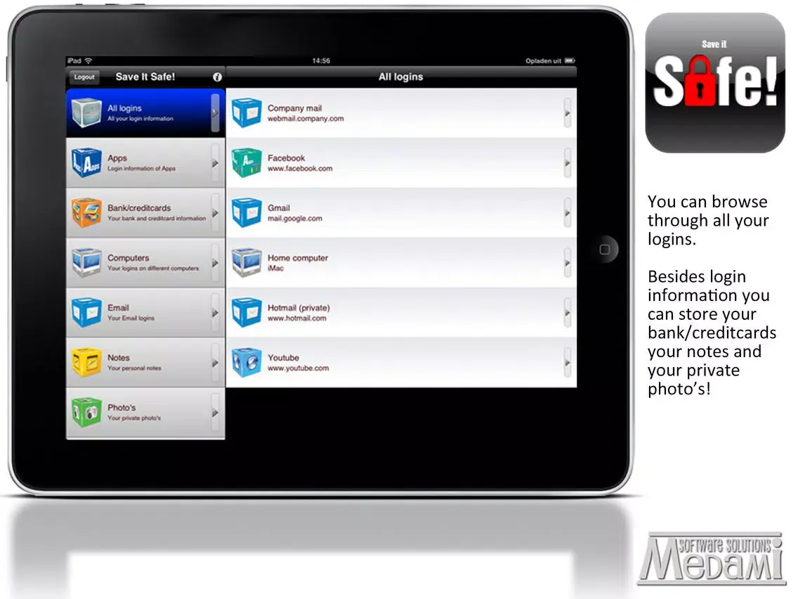 Captures d'écran de SaveItSafe! iPad 
