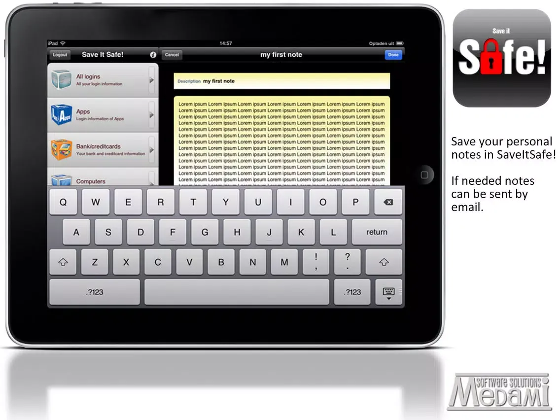 Captures d'écran de SaveItSafe! iPad 