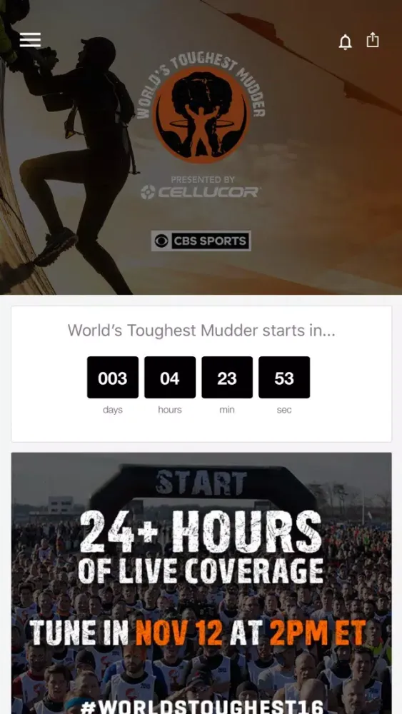 Capturas de tela do World's Toughest Mudder 2016
