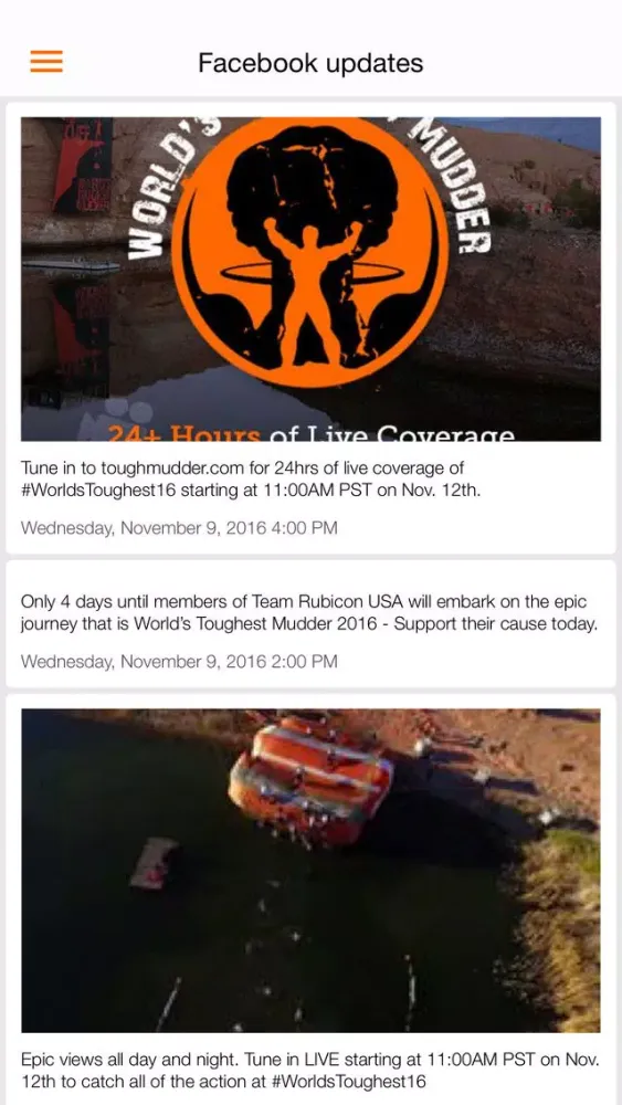 Capturas de tela do World's Toughest Mudder 2016