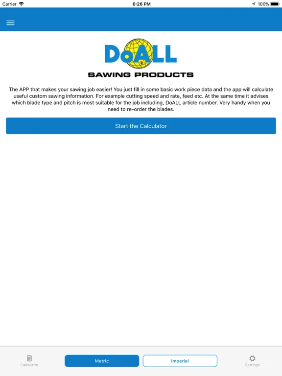 DoALL band saw calculator iPad  Screenshots