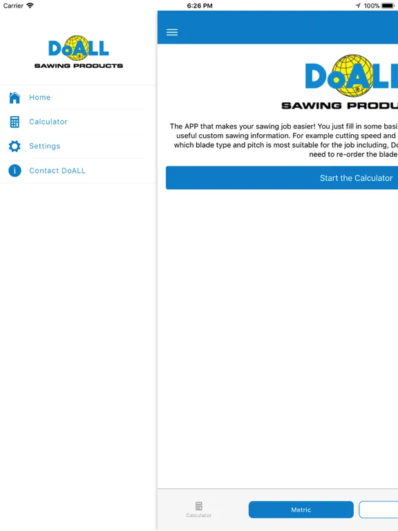 DoALL band saw calculator iPad  Screenshots